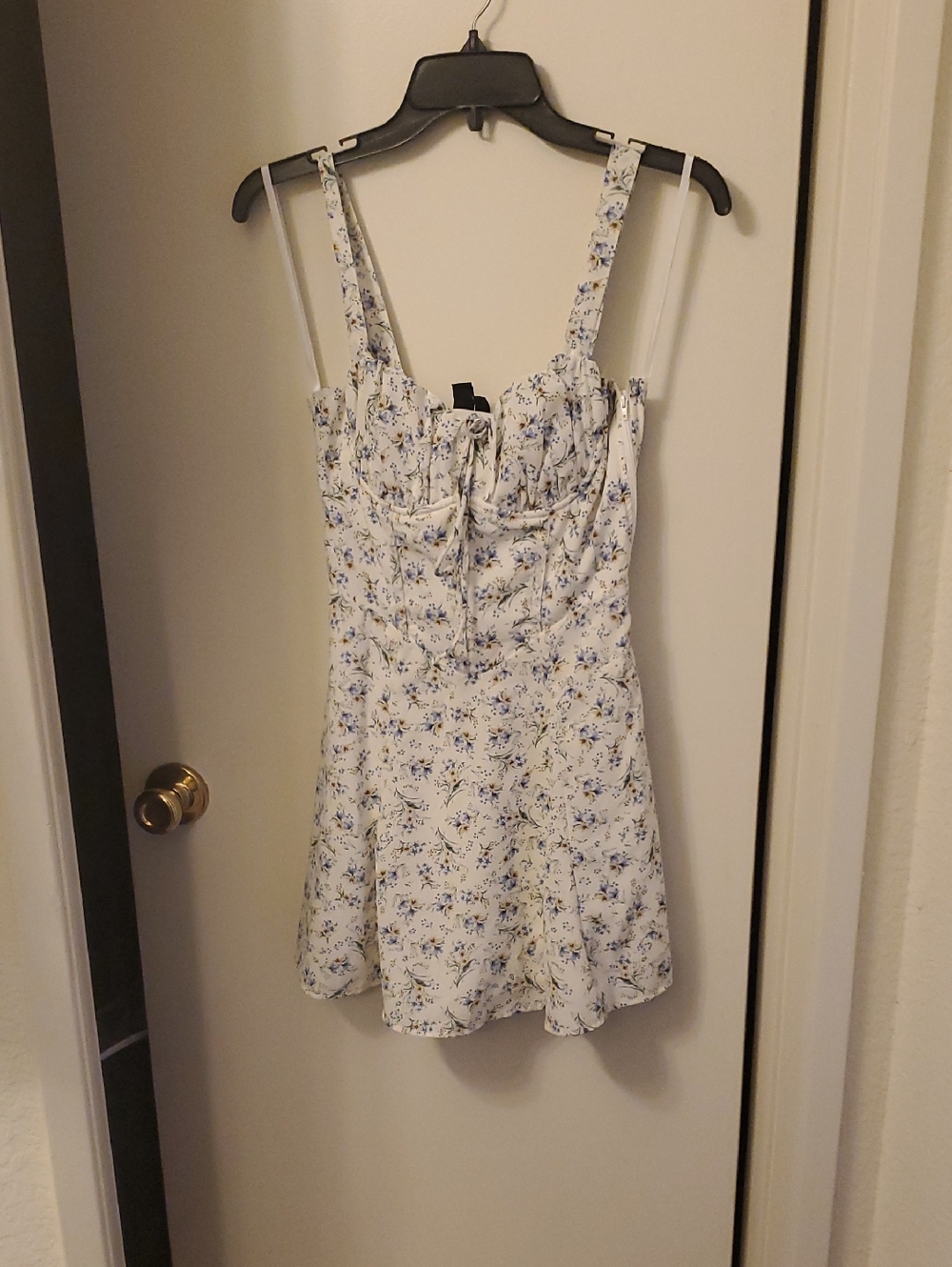 Windsor White And Blue Floral Mini Dress With Corset